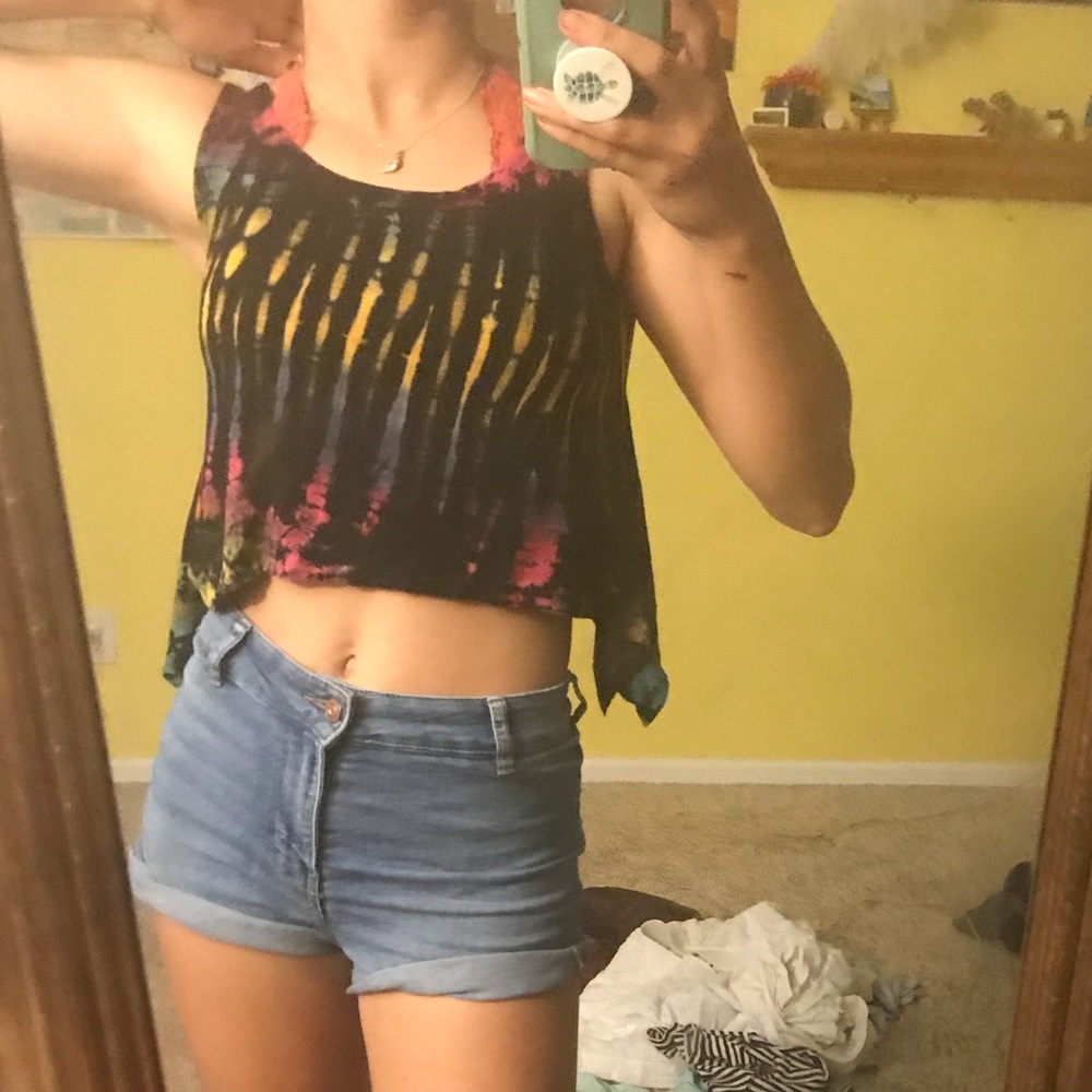 black tie dye crop top